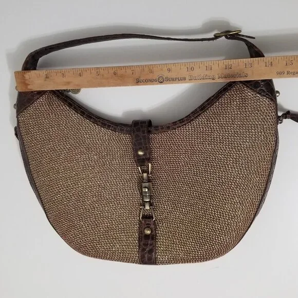 Vintage Eric Javits New York Gold Woven Squishee Studded Hobo Leather Bag - Picture 11 of 16
